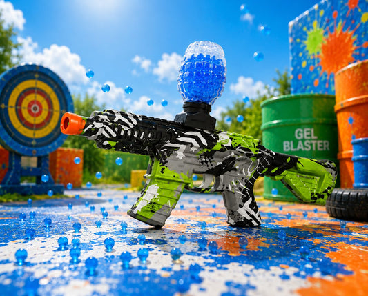 Blastero M4 Venom green chevron gel blaster with hopper